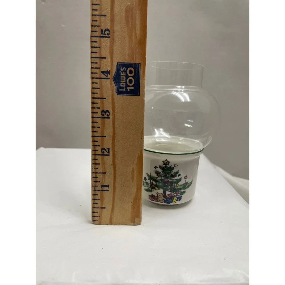 Nikko Christmastime Mini Candle Lamp Cerami Christmas Tree Hurricane Globe Japan